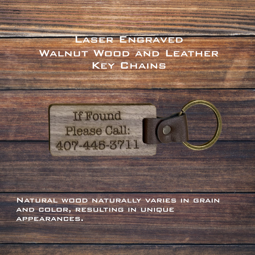 Laser Engraved Walnut Key Chains Laser Engraved Walnut Key Chains